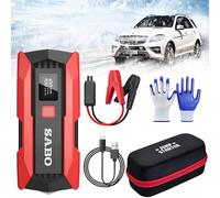 Peak Jump Starter with Force Start Function, SABO Jump Starter, 2500A Peak Portable Car Jump Starter with LCD Display, 3 Modes Flashlight, for Up to 12V Gas or 8.0L Diesel Engine (Storage Bag, 2500A)
