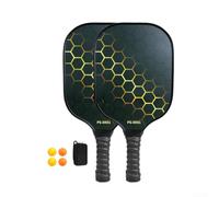 Peak Pickleball Paddle Set With Fiberglass Face And PP Core, Shock Absorbing Grip, For Indoor Outdoor Play, Includes Bag And Balls(yellow set)