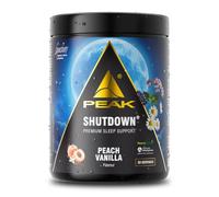 PEAK Shutdown - 540 g Flavour Peach Vanilla I Non-Melatonin Premium Sleep Support with P5P, Magnesium Bisglycinate, Zinc Bisglycinate, Valerian, Ashwagandha KSM-66®, Reishi, Myo-Inositol, Saffron