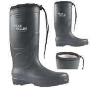 PEAK VALLEY MENS THERMAL FUR LINED WELLINGTON BOOTS TIE TOP WATERPROOF WARM SLIP RESISTANT WINTER GRIP SOLE WELLIES SHOES MUCKER (GREEN, UK Footwear Size System, Adult, Men, Numeric, Medium, 13)