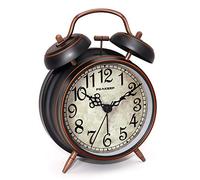 Peakeep Retro 4.5 inches Battery Operated Twin Bell Loud Alarm Clock (Black with Arabic)