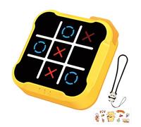 PEAKGEAR Electronic Tic Tac Toe Bolt Game, 4-in-1 Noughts and Crosses Puzzle, Memory Training Handheld Game, Portable Travel Fidget Toy for Kids & Adults (Yellow) - Family Party & Educational Fun