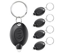 PEAKGEAR Pack of 5 LED torch, mini LED, keyring, key fob, light, 12 lumens, portable, ultra-bright, battery-operated keyring, flashlight, black housing