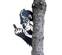 Peaking a Boo Flipping Off B-igfoot Animal Metal Sign Art Ornament,Funny Peeping Around Rooster B-igfoot Animal Wall Art Ornament,Middle Finger Signs for Garden Fence Farmhouse Outdoor Home Decoration