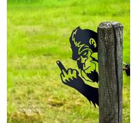 Peaking a Boo Flipping off Big-foot Metal Sign,Peeping Animal Wall Art Ornament,Funny Middle Finger Big-foot Peeping Around Signs,For Corner Tree Garden Fence Yard Patio Farmhouse Yard Patio Decor