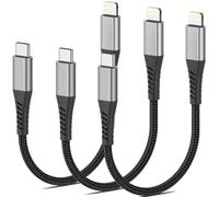 PEAKLIFT USB C to Lightning Cable Short 15CM, 3Pack [Mfi Certified] USBC iPhone Charger Cable Short Nylon Braided PD Fast Charging Lightning Cord Lead for iPhone 14 13 12 11 Pro Max X XS XR