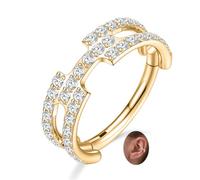 PEAKLINK 16G Hinged Sgement Nose Hoop Ring Conch Piercing 316L Surgical Steel Helix Cartilage Lobe Conch Earring Tragus Rook Daith Septum Jewelry with CZ, cubic zirconia