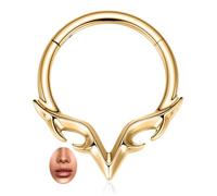 PEAKLINK Blade Wings Septum Jewelry 16G Septum Ring V Shape Septum Piercing Daith Earring 316L Stainless Steel Nose Ring Helix Cartilage Tragus Rook Conch Hoop Earring for Women, no gemstone