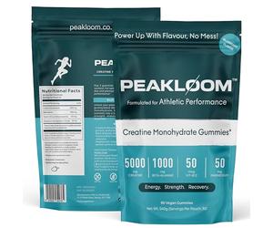 PEAKLOOM Creatine Monohydrate Gummies, 5000mg Creatine, 1000mg Beta-Alanine, with Added Magnesium & VIT B12, 90 Vegan Gummies, Gym Supplement for Men & Women (30 Day Supply, Blueberry Flavour)