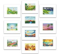 PeakLuv 10pcs Small Diamond Art Kits Small Diamond Painting Kits, Sunrise & Sunset Landscape Mini Diamond Art Kits for Beginners, Square Drill Mini Gem Painting 1-Hour Painting for Home Desktop Decor