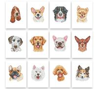 PeakLuv 12 Pcs Dog Small Diamond Art Kits, Puppy Mini Diamond Painting Kits for Adults Beginners, 5D DIY Square Drill Diamond Dots, Quickly Finishable Animal Gem Art for Home Wall Desktop Decor, 6X7in