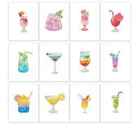 PeakLuv 12 Pcs Retro Small Diamond Art Kits, Vintage Cocktail Mini Diamond Painting Kits for Adults, 5D DIY Square Drill Diamond Dot, Quickly Finishable Mini Gem Art for Home Wall Desktop Decor, 6X7in