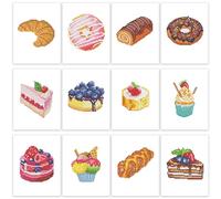 PeakLuv 12 Pcs Small Diamond Art Kits, Cake Mini Diamond Painting Kits for Adults Beginners, 5D DIY Square Drill Diamond Dots, Quickly Finishable Mini Gem Art for Home Wall Desktop Decor, 6X7in