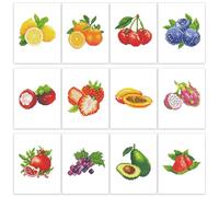 PeakLuv 12 Pcs Small Diamond Art Kits, Fruit Mini Diamond Painting Kits for Adults Beginners, 5D DIY Square Drill Diamond Dots, Quickly Finishable Mini Gem Art for Home Wall Desktop Decor, 6X7in