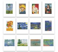PeakLuv 12Pcs Small Diamond Art Kits Small Diamond Painting Kits, Classic Masterpiece Mini Diamond Art Kits for Beginners, Square Drill Mini Gem Painting 1-Hour Painting for Home Desktop Decor, 6X7in