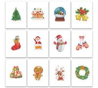 PeakLuv Christmas Decorations Diamond Painting Kits, 12 Pcs Small Diamond Art Kits for Adults Beginners, 5D DIY Square Drill Diamond Dots, Quickly Finishable Gem Art for Home Wall Desktop Decor