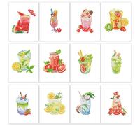 PeakLuv Juice Small Diamond Painting Kits, 12 Pcs Drink Mini Diamond Art Kits for Adults, 5D DIY Square Drill Diamond Dots, 1-Hour Painting Mini Gem Art for Home Wall Desktop Decor, 6X7in