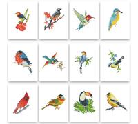 PeakLuv Small Diamond Painting Kits Birds, 12 Pcs Birds Mini Diamond Art Kits for Adults, 5D DIY Square Drill Diamond Dots, Quickly Finishable Cardinal Mini Gem Art for Home Wall Desktop Decor, 6X7in