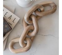 PEAKOLY Book Shelf Decor Items - Acacia Wood Chain Link Decor, Coffee Table Accessories, Bookshelf Decors, Sculpture for Shelves, Wooden Decorative Objects, Link Ornament, Living Room Accents