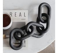 PEAKOLY Wood Chain Link Decor - modern coffee table decor items, black chain decor for coffee table, wooden decorative chain, bookshelf decor, shelf decor accents, table decorations for living room