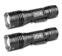 PeakPlus LED Tactical Flashlight PTAC1000 [2 Pack] - Single Mode, High Lumen, Zoomable, Water Resistant, Flash Light - Camping, Outdoor, Emergency, Everyday Flashlights with Clip