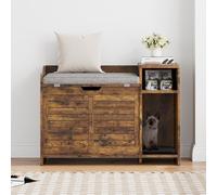 PeakPursuit Cat Litter Box Enclosure, Flip Top Litter Box Furniture with Litter Mat, Wooden Hidden Cat Box with Storage Space, Large Covered Cat Washroom Cat House for Fat Cats, Rustic Brown