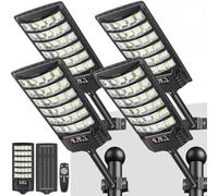 PEAKRO Solar Lights Outdoor Waterproof, Solar Street Light Motion Sensor with Remote Control, 6500K Dusk to Dawn Flood Security Lights for Garden Yard Parking Outside (4 Pack)