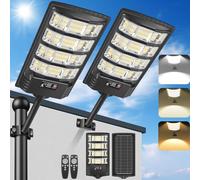 PEAKRO Solar Street Lights Outdoor, 6000K White and 3000K Warm LED Solar Light Waterproof with Remote and Motion Sensor, Dusk to Dawn Outdoor Flood Security Light for Yard, Path, Parking Lot(2)
