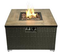 Teamson Home Outdoor Garden Rattan Propane Gas Fire Pit Table Burner,