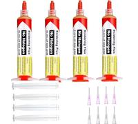 PEAKTREND 10ml 8341 No Clean Solder Flux Paste Soldering Flux 40ml Pneumatic Dispenser with Plunger and Dispensing Tip for Electronics Pcb Ic Cellphone Cpu Led Bga Repairing-4 Pack