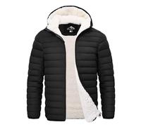 Peakwell Mens Sherpa Fleece Jacket Outdoor Coat Winter Parka, Black, XXL