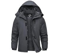Peakwell Men's Waterproof Mountain Hiking Jacket Outdoor Warm Winter Coat with Removable Hood, Carbon Grey, XXL