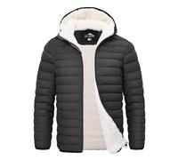 Peakwell Men's Windproof Sherpa-Fleece-Lined Winter Warm Puffer Jacket, Dark Grey, XXL