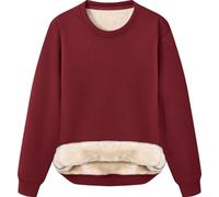 Peakwell Womens Sweatshirt Fleece Jumper Thermal Winter Sweater, Red, M