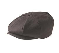 Peaky Blinders 8 Piece 'Newsboy' Style Flat Cap -Melton Wool Fabric , Brown, Medium (57cm)