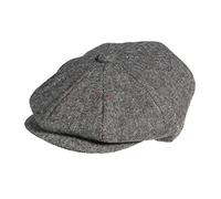 PEAKY BLINDERS 8 Piece 'Newsboy' Style Flat Cap -Melton Wool Fabric Croagh Black