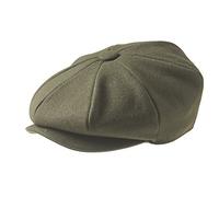 PEAKY BLINDERS 8 Piece 'Newsboy' Style Flat Cap -Melton Wool Fabric Moss Green