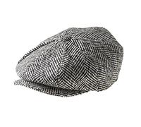 PEAKY BLINDERS 8 Piece 'Newsboy' Style Flat Cap - Wool (Medium (57cm), Black Humbug)