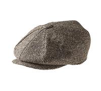 Peaky Blinders 'Newsboy' Style Flat Cap -Tweed Wool Fabric Variations (Small ( 55 cm), Brown Bird's Eye Tweed)