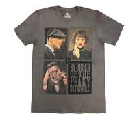 PEAKY BLINDERS Unisex Adult Portrait Grid Cotton T-Shirt (S) (Charcoal Grey)