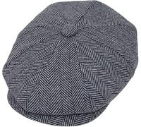 Peaky Hat Baker Men Women Newsboy Style Peaked Cap Herringbone Tweed Gatsby Retro Flat Cap for Vintage Look (UK, Alpha, S, Grey Herringbone)