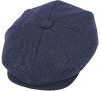 Peaky Hat Baker Men Women Newsboy Style Peaked Cap Herringbone Tweed Gatsby Retro Flat Cap for Vintage Look (UK, Alpha, XXL, Navy Herringbone)