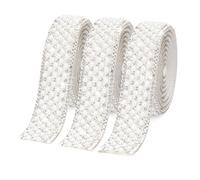 Peal 2cm 3Pcs,Rhinestone Tape,Rhinestone Ribbon,Sparkling Decorative Trim,Elegant Crystal & Pearl Embellishment Strip for DIY Crafts,Wedding Decorations,Shoe Accessories,Phone Cases