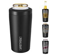 Pealeap 4-in-1 Insulated Slim Can Cooler for All 12oz Cans & Beer Bottles | Double-walled Stainless Steel Vacuum Can Cozy | Keep 8Hrs Cold | Universal Fits 12oz Drinks | No Sweat | Cup Holder Friendly
