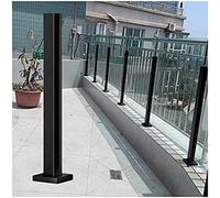 Pealihuy Outside Balcony Glass Railing Fence Pole, Black Stainless Steel Rustproof Glass Panels Post Glass Balustrade,End Post,140cm/55in