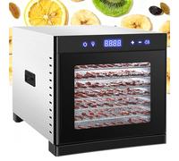 pealiritansemen Food Dehydrator Machine - 6 Trays, Stainless Steel Digital Food Dryer for Home, 24H Timer & 95°F-167°F Temperature Control, for Fruit, Herbs, Jerky, Meat, Dog Treats Black