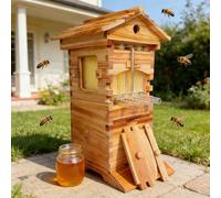 pealiritansemen Mini Beehive for Beginners - Self-Flow Beehive Starter Kit with Transparent Viewing Window, for Backyard & Hobby Beekeepers, with 4 Flow Frames & 6 Brood Frames Wax-Dipped