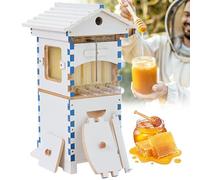 pealiritansemen New 2-In-1 Self-Flow Beehive Kit - Dual Purpose: Nurture Bee Colony + Auto Honey Flow, Upgraded Design with Clear Window, Compact Urban Beekeeping Hive for Small Spaces Bake-Painted