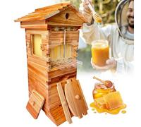 pealiritansemen New 2-In-1 Self-Flow Beehive Kit - Dual Purpose: Nurture Bee Colony + Auto Honey Flow, Upgraded Design with Clear Window, Compact Urban Beekeeping Hive for Small Spaces Wax-Dipped