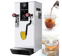 pealiritansemen Professional 12L Steam Frother Machine - Commercial Tabletop Water Heater 2500 W, Auto Milk Foam Maker, Temperature Display + Steam Pressure Gauge, Coffee Shop Equipment White